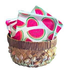 Hand Crafted Eco Friendly Pink Watermelon Six Reusable Cotton UnPaper Towels